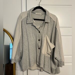 Free People Cropped Oversized Button Down